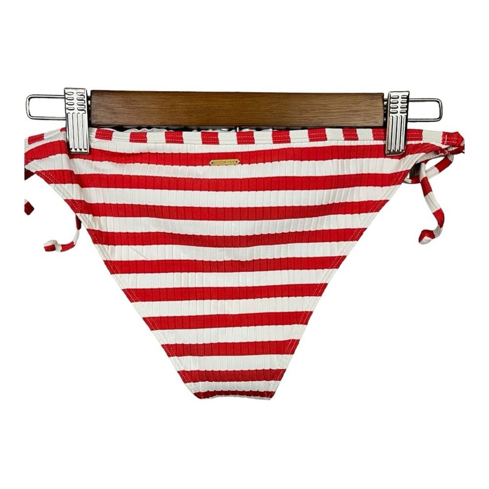 Roxy Hello July Tie String Red and White Ruffled Bikini Bottom Size L NWT - Picture 7 of 12